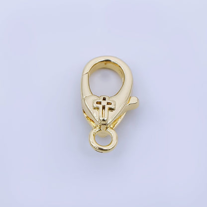 24K Gold Filled 13mm Christian Cross Lobster Clasp Charm Finding | Z1323