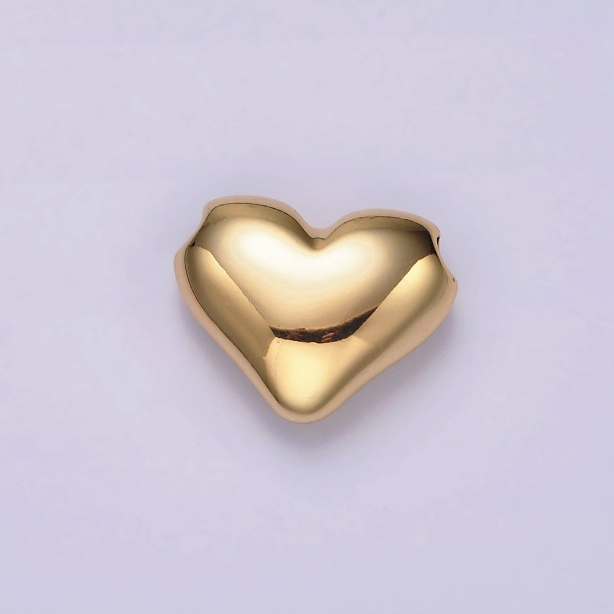 24K Gold Filled 13mm Chubby Heart Minimalist Bead | B844