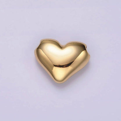 24K Gold Filled 13mm Chubby Heart Minimalist Bead | B844