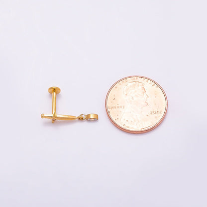Titanium 13mm Dagger Knife CZ Drop Cartilage Piercing Flat Back Stud in Gold &amp; Silver | BJ-00067 BJ-00068