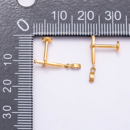 Titanium 13mm Dagger Knife CZ Drop Cartilage Piercing Flat Back Stud in Gold &amp; Silver | BJ-00067 BJ-00068