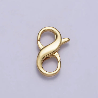 24K Gold Filled 13mm Infinity Double Lobster Clasps Closure Jewelry Supply in Gold &amp; Silver | Z-143 Z-144