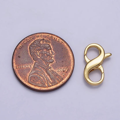 24K Gold Filled 13mm Infinity Double Lobster Clasps Closure Jewelry Supply in Gold &amp; Silver | Z-143 Z-144