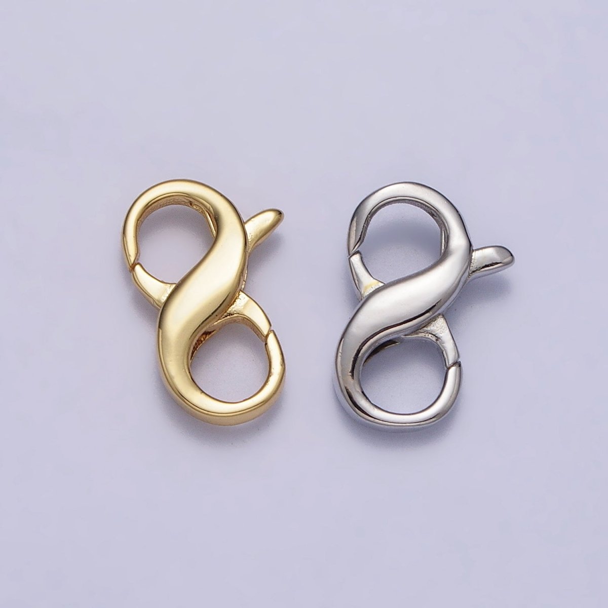 24K Gold Filled 13mm Infinity Double Lobster Clasps Closure Jewelry Supply in Gold &amp; Silver | Z-143 Z-144