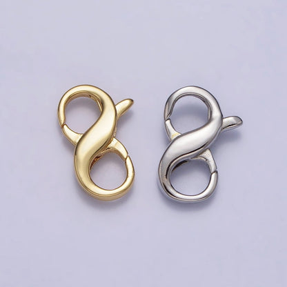 24K Gold Filled 13mm Infinity Double Lobster Clasps Closure Jewelry Supply in Gold &amp; Silver | Z-143 Z-144