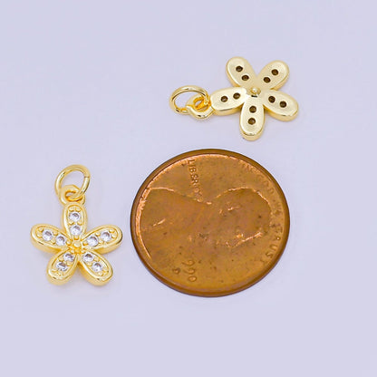 24K Gold Filled 13mm Micro Paved CZ Daisy Flower Mini Charm | AH645