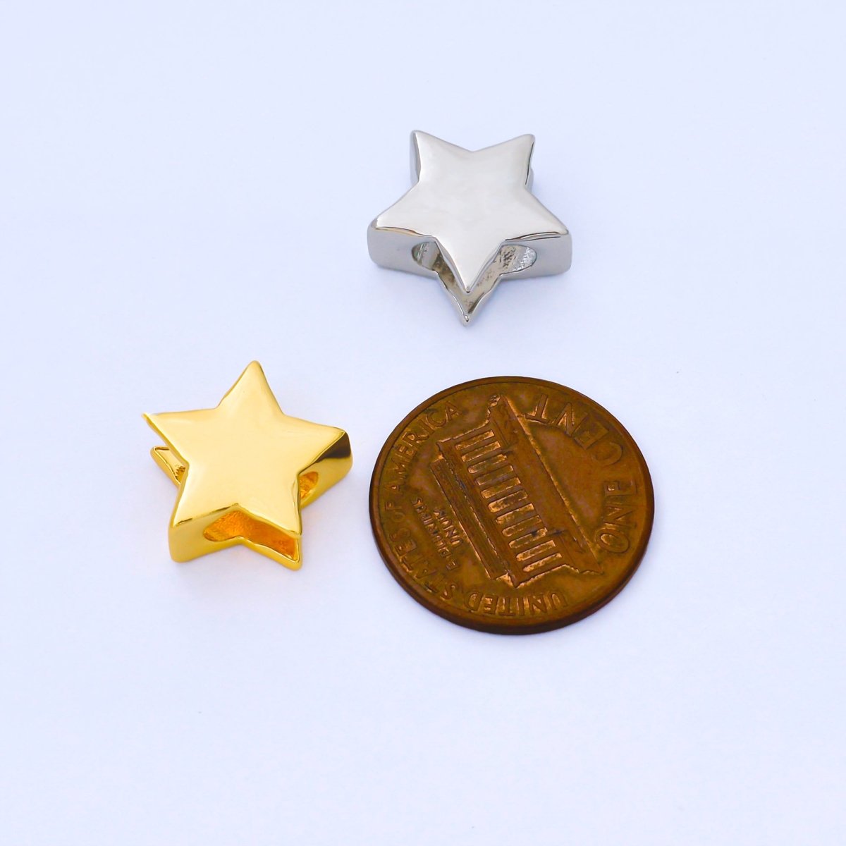 24K Gold Filled 13mm Minimalist Celestial Star Bead Cord Spacer in Gold &amp; Silver | B852