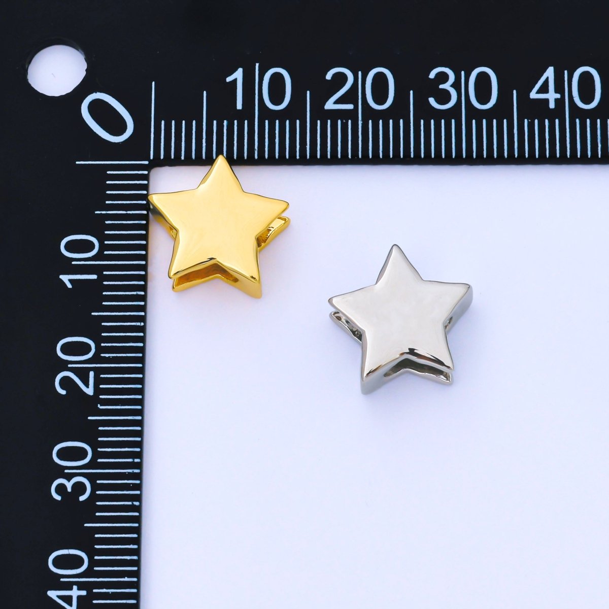 24K Gold Filled 13mm Minimalist Celestial Star Bead Cord Spacer in Gold &amp; Silver | B852