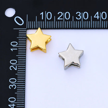 24K Gold Filled 13mm Minimalist Celestial Star Bead Cord Spacer in Gold &amp; Silver | B852