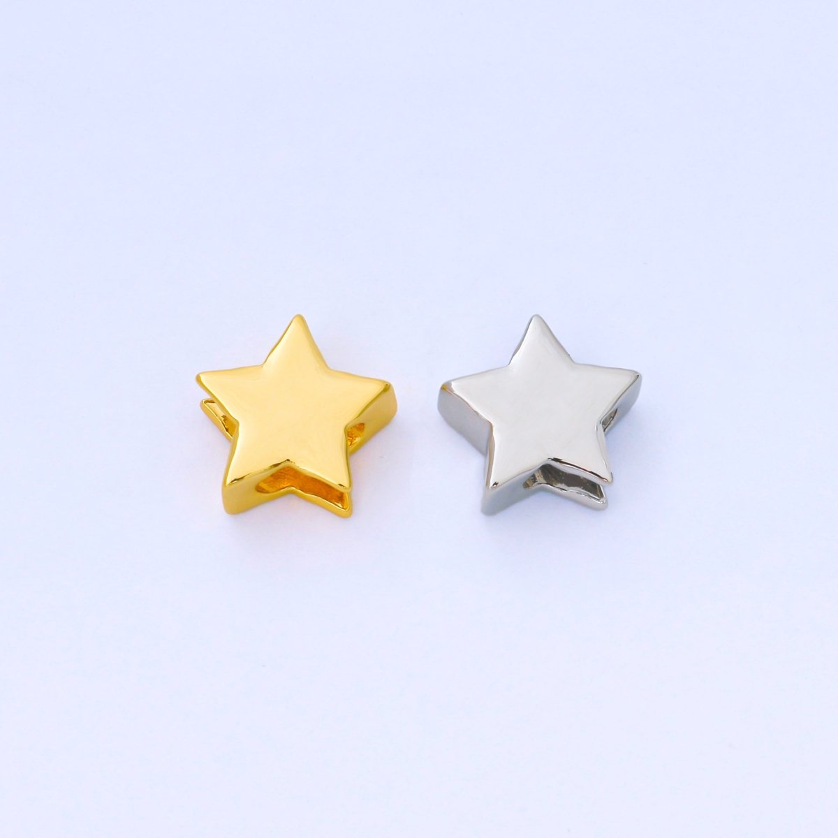 24K Gold Filled 13mm Minimalist Celestial Star Bead Cord Spacer in Gold &amp; Silver | B852