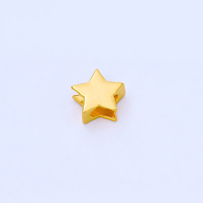 24K Gold Filled 13mm Minimalist Celestial Star Bead Cord Spacer in Gold &amp; Silver | B852