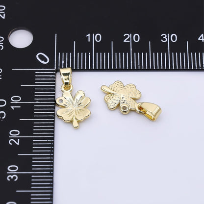 24K Gold Filled 13mm Round CZ Lucky Clover Leaves Pendant | AH-533
