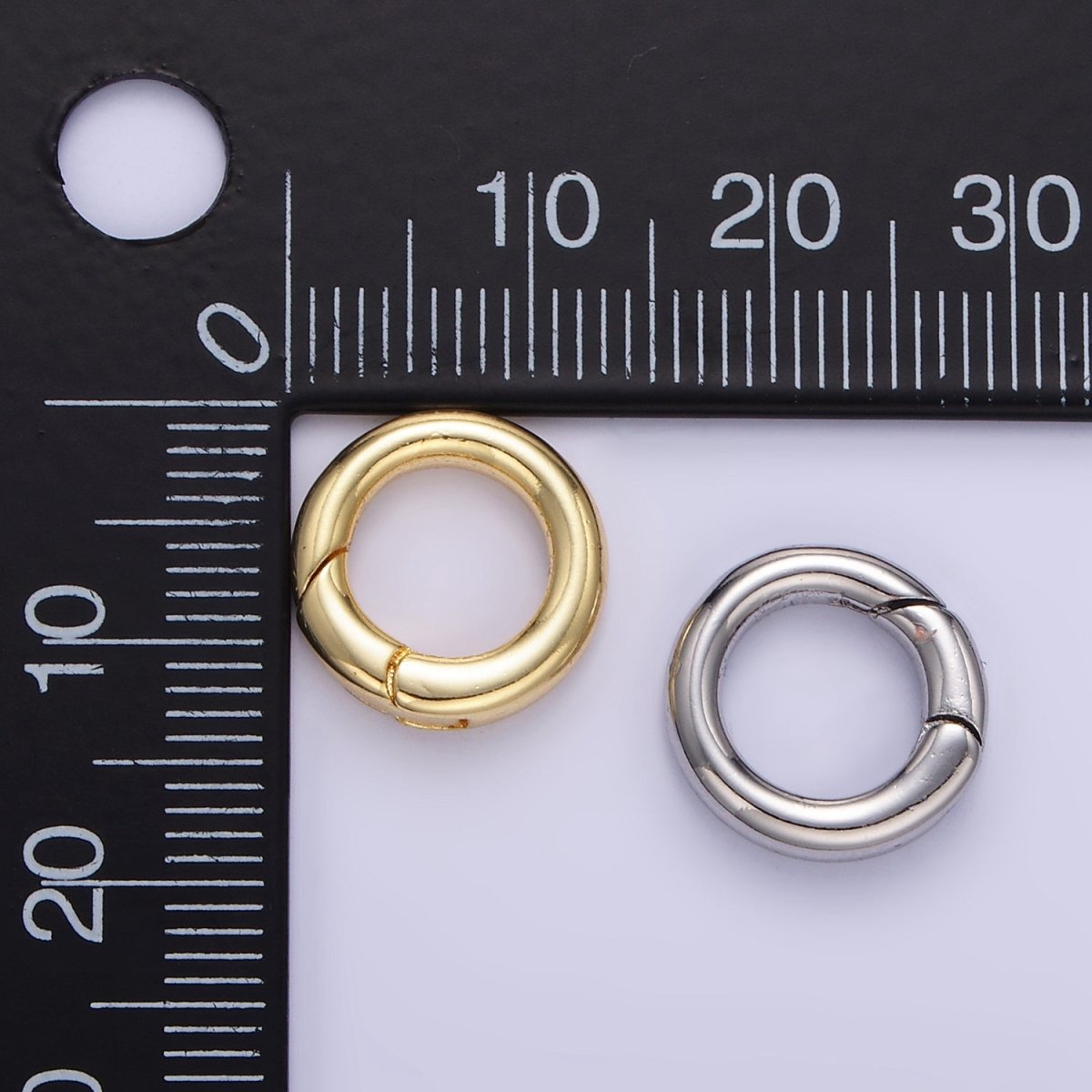 24K Gold Filled 13mm Round Push Gate Findings in Gold &amp; Silver | L079