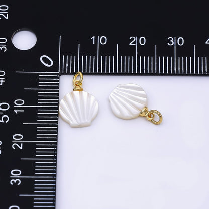 24K Gold Filled 13mm Fan-Shaped Scallop Sea Shell Pearl Charm | P1792
