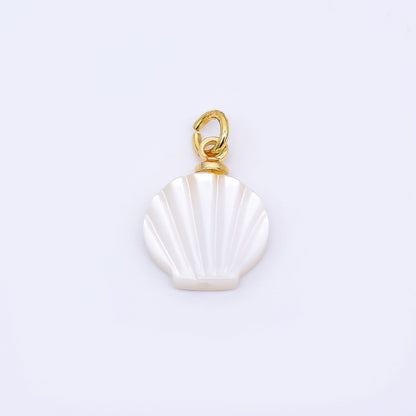 24K Gold Filled 13mm Fan-Shaped Scallop Sea Shell Pearl Charm | P1792
