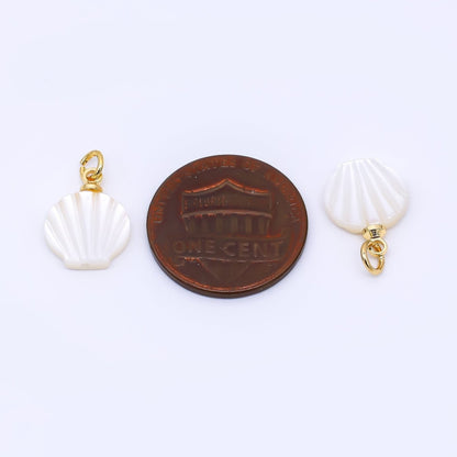 24K Gold Filled 13mm Fan-Shaped Scallop Sea Shell Pearl Charm | P1792