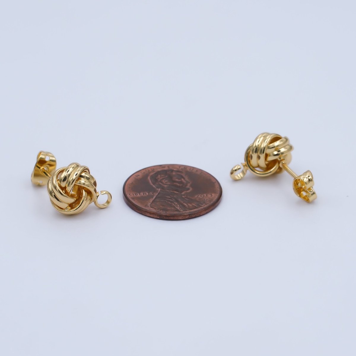 24K Gold Filled 13mm Twist &amp; Knot Stud Half-Earrings Open Loop Earring Findings | Z1286
