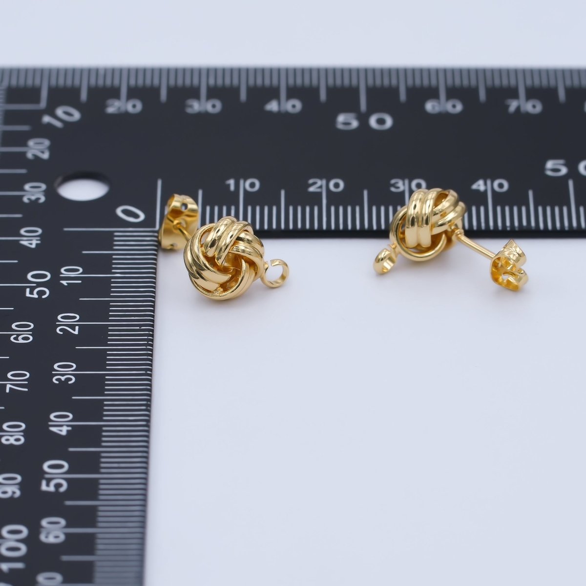 24K Gold Filled 13mm Twist &amp; Knot Stud Half-Earrings Open Loop Earring Findings | Z1286