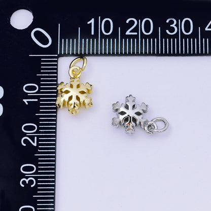 24K Gold Filled 13mm Winter Season Snow Flake Holidays Charm | AH607