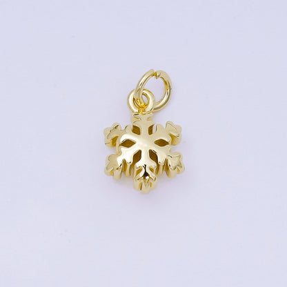 24K Gold Filled 13mm Winter Season Snow Flake Holidays Charm | AH607