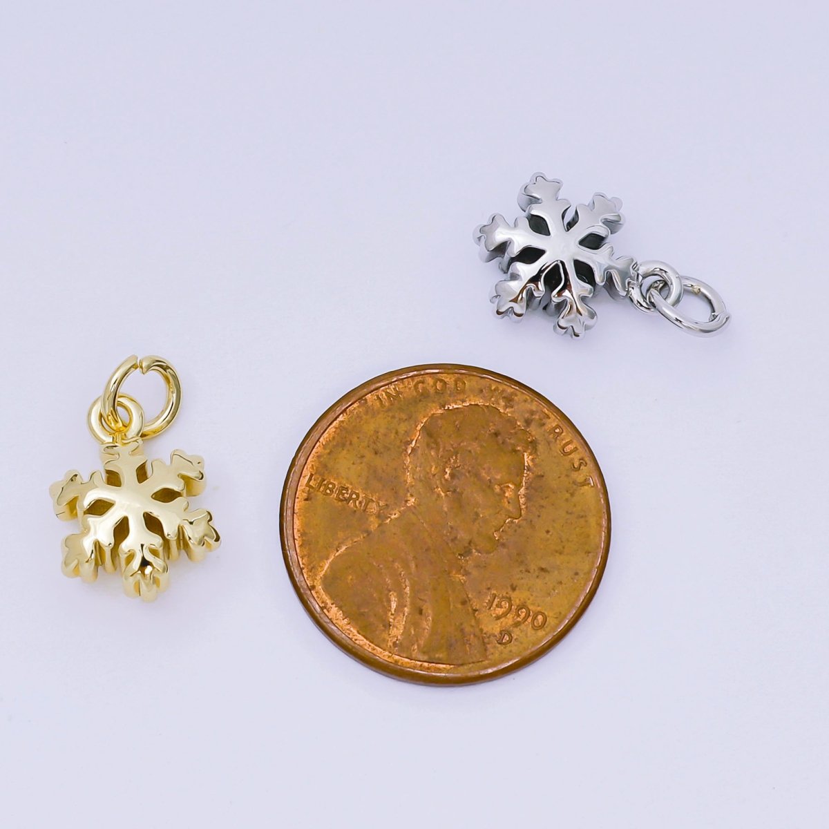 24K Gold Filled 13mm Winter Season Snow Flake Holidays Charm | AH607