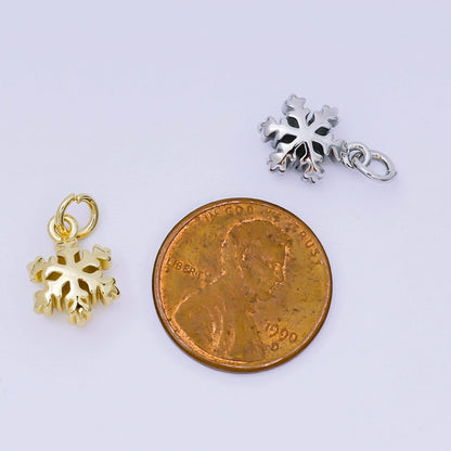 24K Gold Filled 13mm Winter Season Snow Flake Holidays Charm | AH607