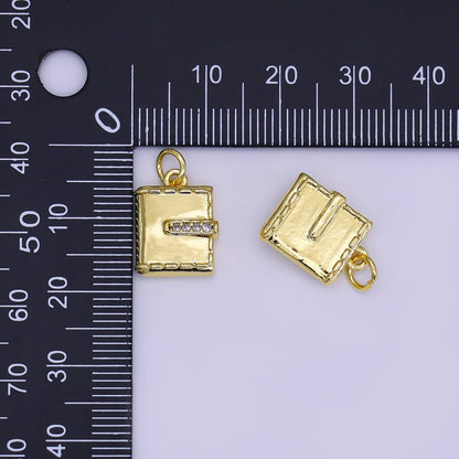24K Gold Filled 14.5mm Micro Paved CZ Mini Luxe Wallet Book Diary Charm | AJ312