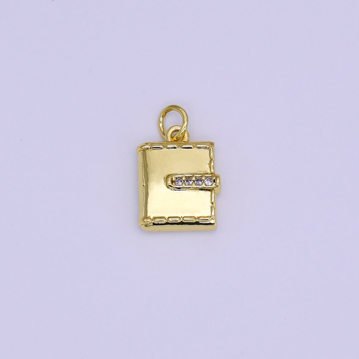 24K Gold Filled 14.5mm Micro Paved CZ Mini Luxe Wallet Book Diary Charm | AJ312