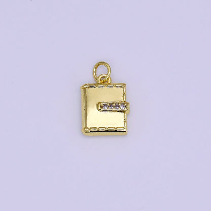 24K Gold Filled 14.5mm Micro Paved CZ Mini Luxe Wallet Book Diary Charm | AJ312