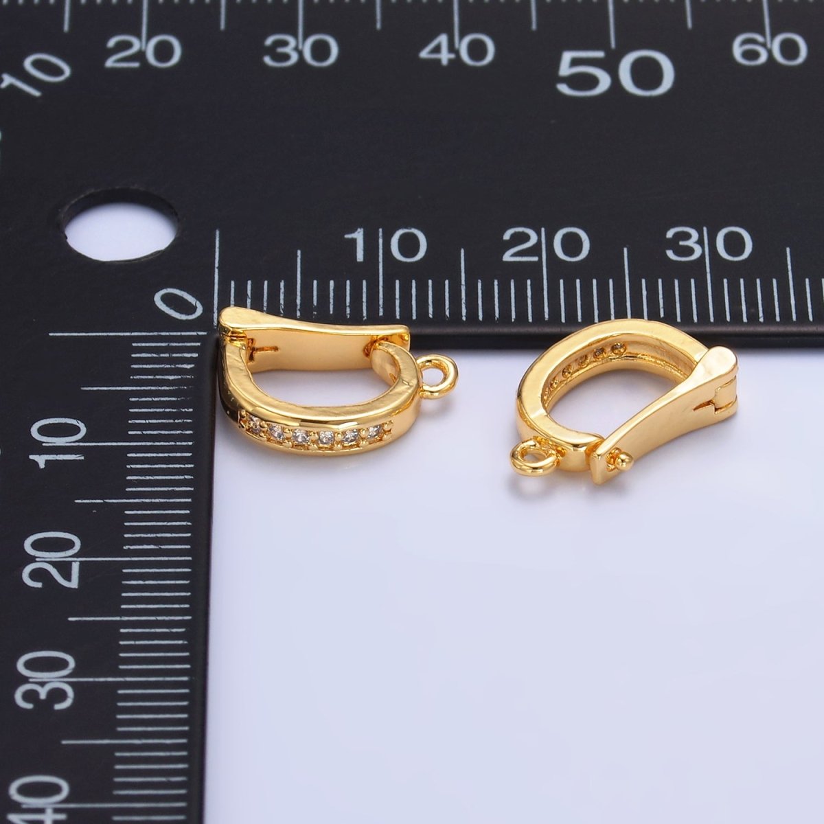24K Gold Filled 14.5mm Micro Paved CZ Snap Latch Bail Finding | Z1087