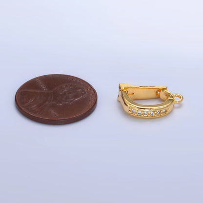 24K Gold Filled 14.5mm Micro Paved CZ Snap Latch Bail Finding | Z1087