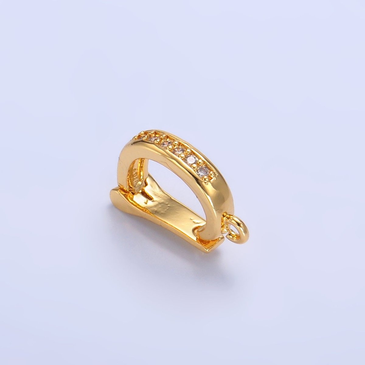 24K Gold Filled 14.5mm Micro Paved CZ Snap Latch Bail Finding | Z1087
