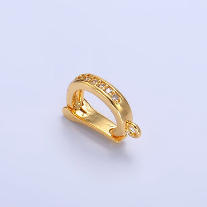 24K Gold Filled 14.5mm Micro Paved CZ Snap Latch Bail Finding | Z1087