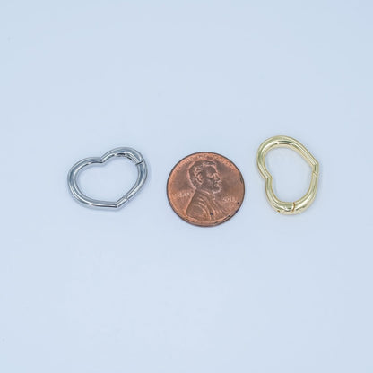 24K Gold Filled 14.8mm Minimalist Heart Push Gate Finding in Gold &amp; Silver | Z1136