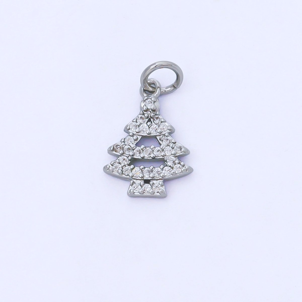24K Gold Filled 14mm Clear Micro Paved CZ Christmas Tree Charm in Gold &amp; Silver | AF1552