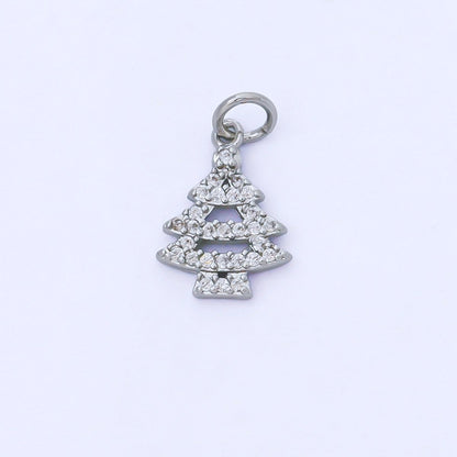 24K Gold Filled 14mm Clear Micro Paved CZ Christmas Tree Charm in Gold &amp; Silver | AF1552