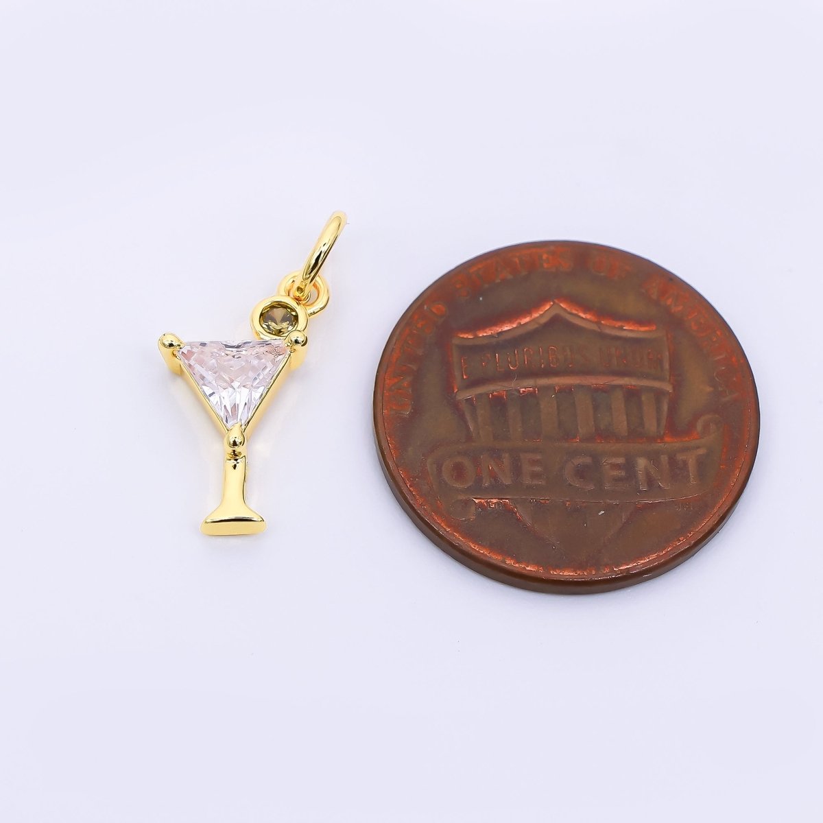 24K Gold Filled 14mm Clear CZ Olive Martini Cocktail Alcohol Charm | AF-525