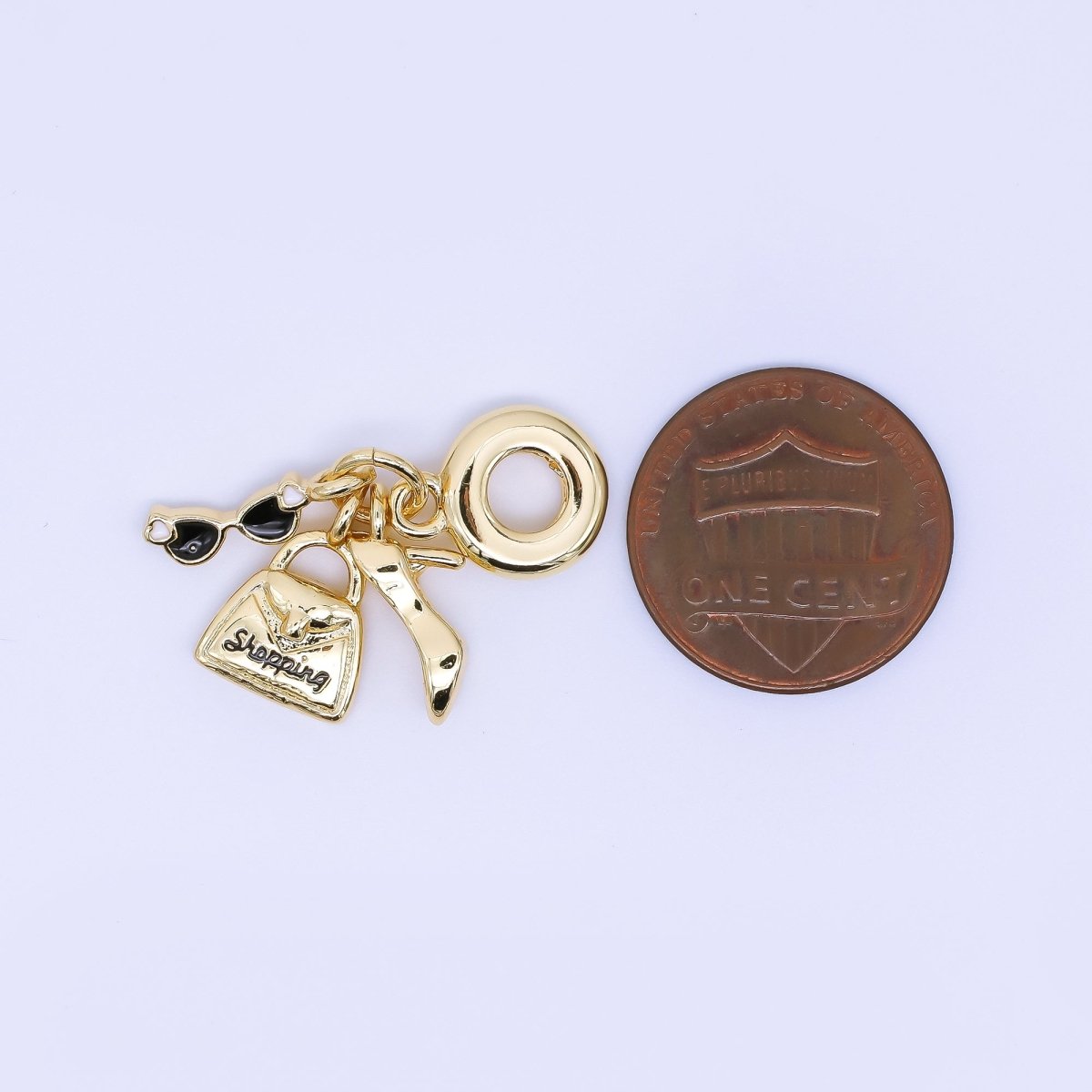 24K Gold Filled 14mm Sunglasses Heels Shopping Bag Drop Rondelle Charm | AC1652