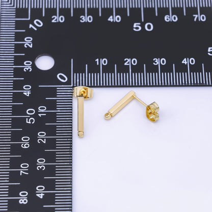 24K Gold Filled 14mm Linear Bar Open Loop Drop Stud Earring Findings | Z1327