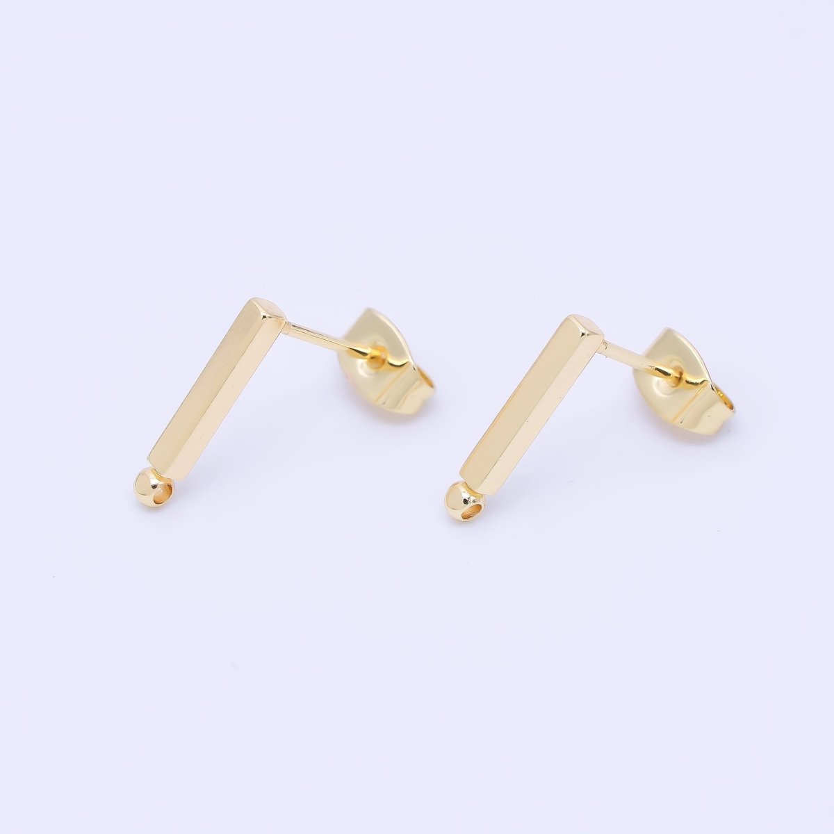 24K Gold Filled 14mm Linear Bar Open Loop Drop Stud Earring Findings | Z1327