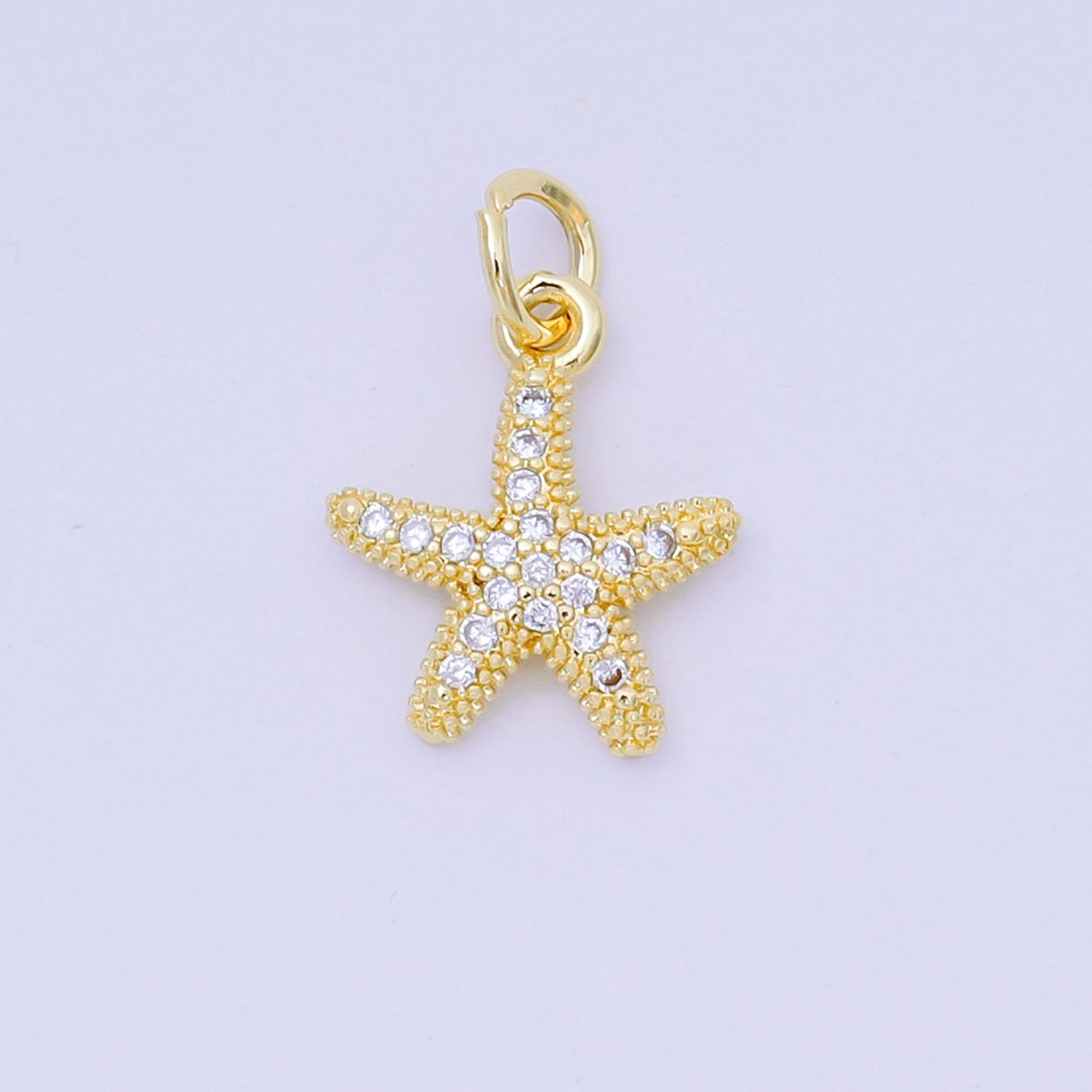 24K Gold Filled 14mm Micro Paved CZ Beach Star Fish Animal Pendant | AJ-507