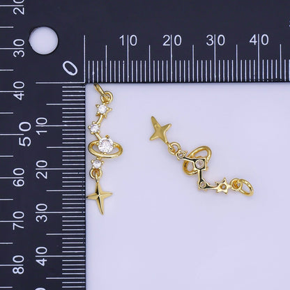 24K Gold Filled 14mm Micro Paved CZ Celestial Stargazing Charm North Star Pendant | AJ-493