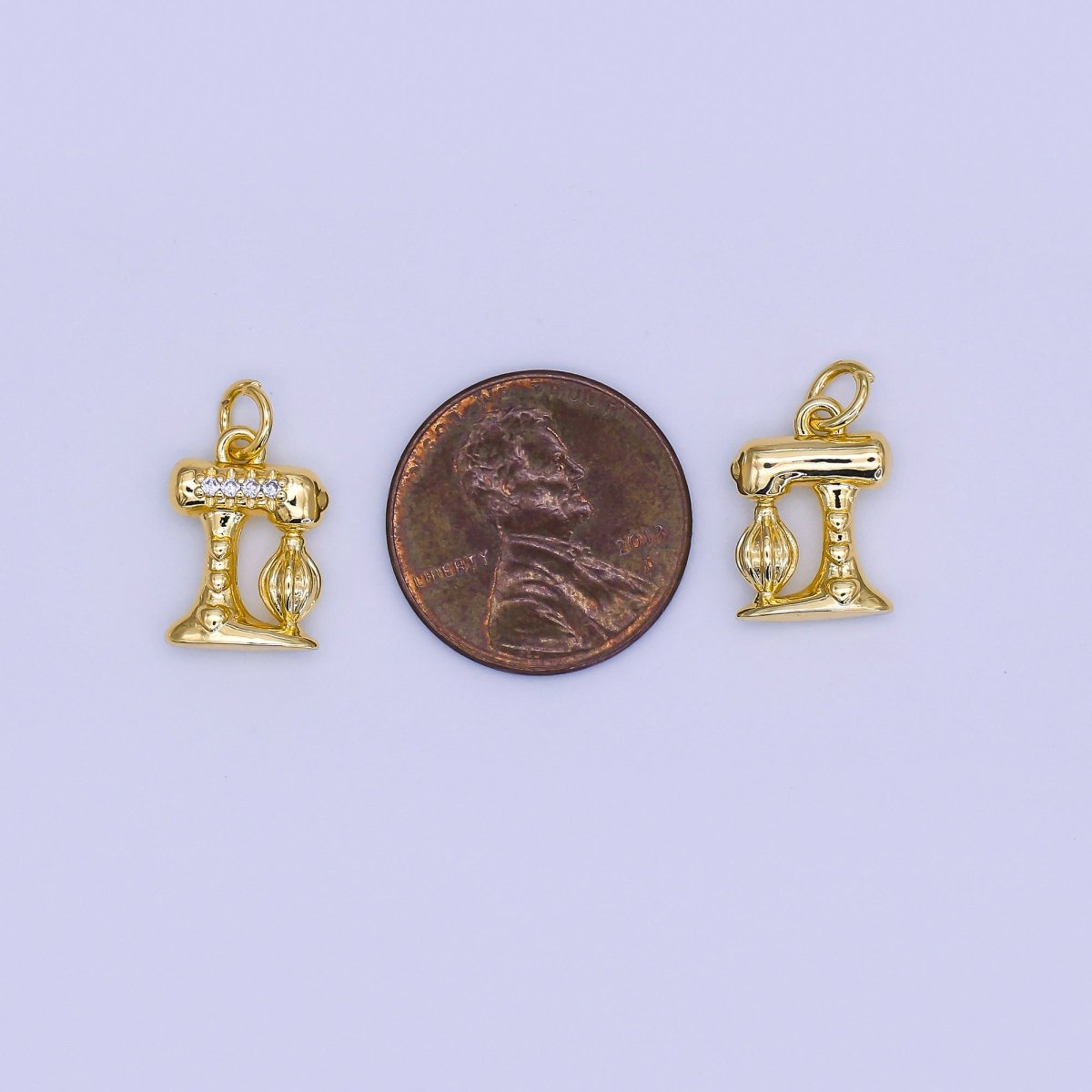 24K Gold Filled 14mm Micro Paved CZ Kitchen Mixer Charm | AJ316