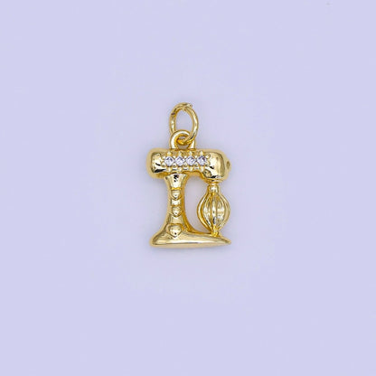 24K Gold Filled 14mm Micro Paved CZ Kitchen Mixer Charm | AJ316