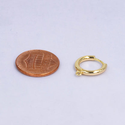 24K Gold Filled 14mm Minimalist Open Loop Drop Huggie Earring Findings | Z1023