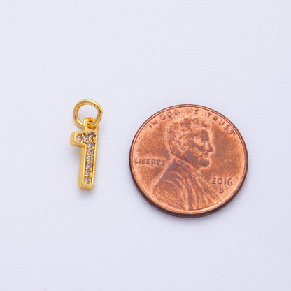 24K Gold Filled 14mm Number 0-9 Clear Micro Paved CZ Charm | N1025 - N1034