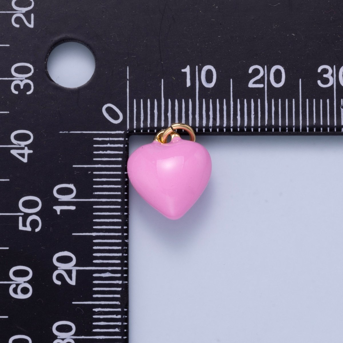 24K Gold Filled 14mm Pink Enamel Chubby Heart Charm | Charms-00937