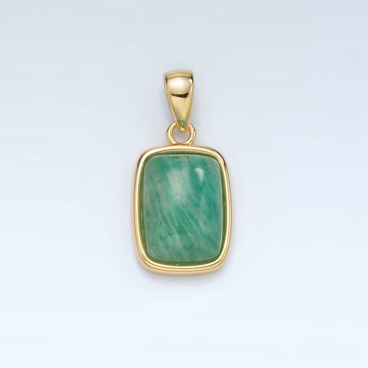 24K Gold Filled 18mm Natural Gemstone Rectangular Bezel Pendant | AA1402 - A1406