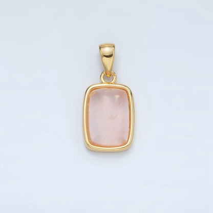24K Gold Filled 18mm Natural Gemstone Rectangular Bezel Pendant | AA1402 - A1406