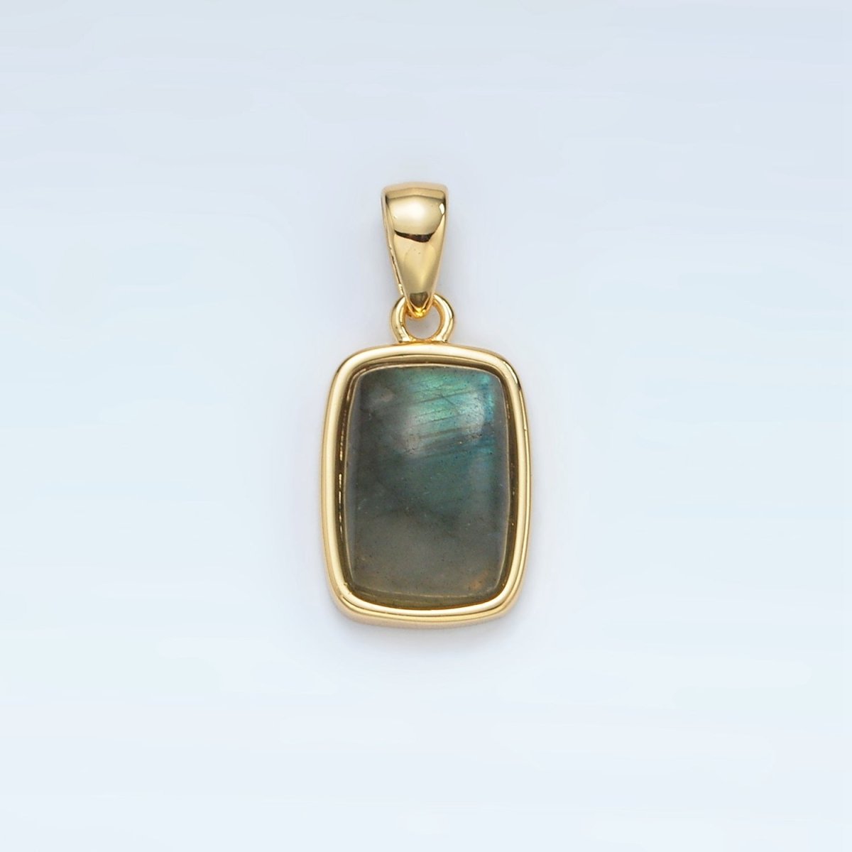 24K Gold Filled 18mm Natural Gemstone Rectangular Bezel Pendant | AA1402 - A1406